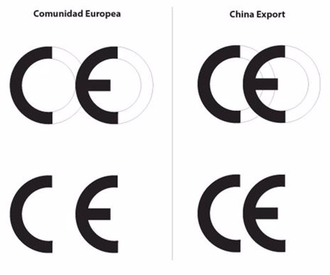 Diferencia entre las etiquetas de Comunidad Europea y China Export