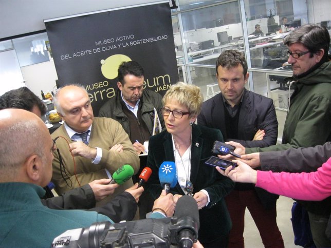 La consejera Elena Víboras atiende a los periodistas tras el patronato.