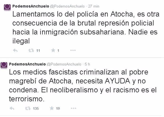 Comentarios de la cuenta de Podemos en Anchuelos