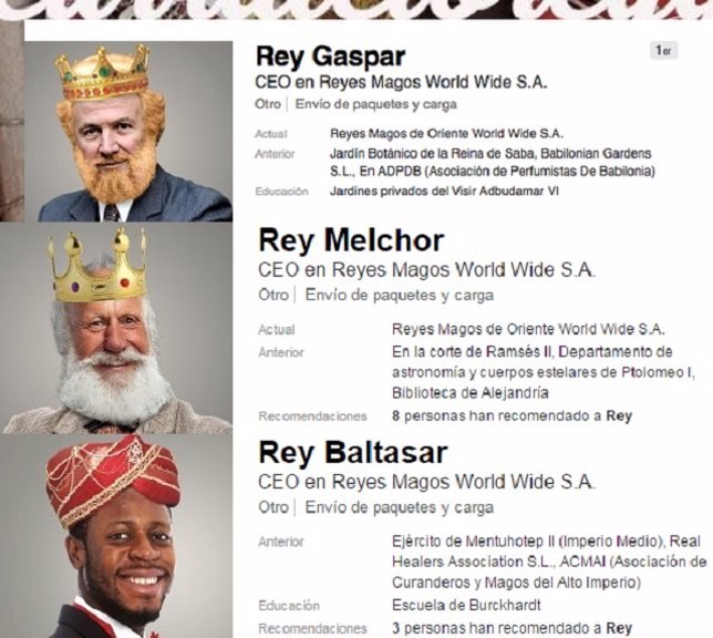 Perfil de los Reyes Magos en Linkedin