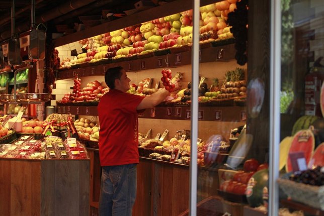 Fruta, frutería, consumo, naranjas, manzanas