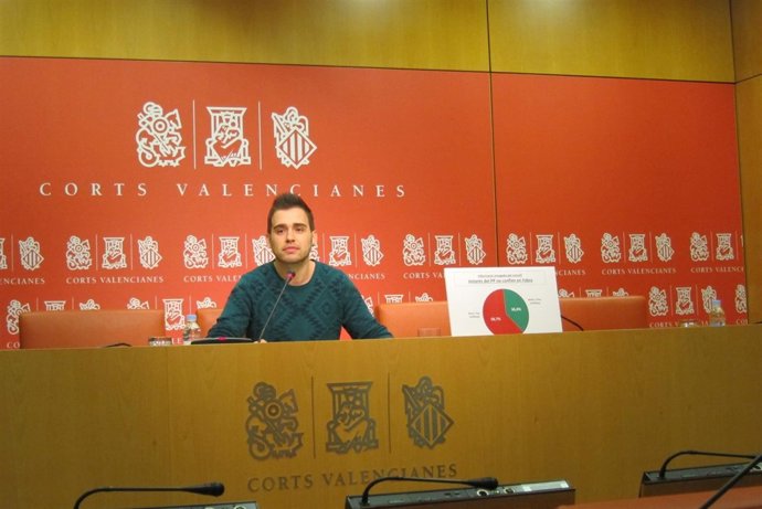 Fran Ferri en la sala de prensa de las Corts