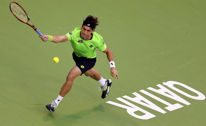 El tenista español David Ferrer en el torneo de Doha