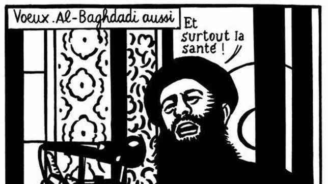 Caricatura de Al-Baghdadi, en el último tuit de Charlie Hebdo