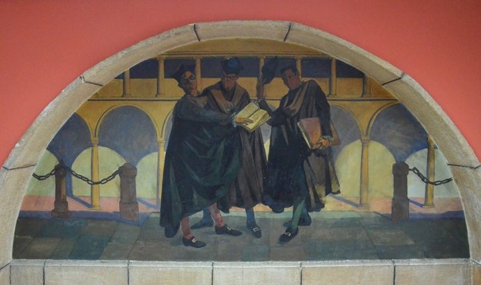 Mural rescatado de Paulino Vicente en la Universidad de Oviedo
