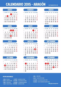 Calendario laboral para 2015 de Aragón