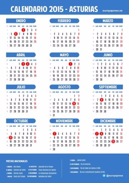 Calendario laboral para 2015 de Asturias
