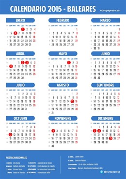 Calendario laboral para 2015 de Baleares