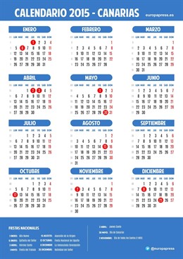 Calendario laboral para 2015 de Canarias