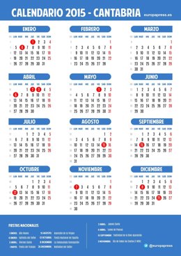 Calendario laboral para 2015 de Cantabria