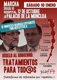 Afectados por hepatitis C celebran mañana una marcha hasta Moncloa para pedir a Rajoy "tratamientos para todos"
