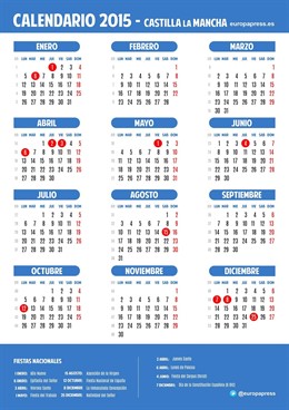 Calendario laboral para 2015 de Castilla-La Mancha