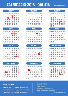 Calendario laboral para 2015 de Galicia