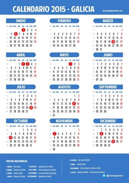 Calendario laboral para 2015 de Galicia