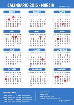 Calendario laboral para 2015 de Murcia