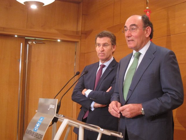 Feijóo y Sánchez Galán, tras mantener una reunión en Santiago