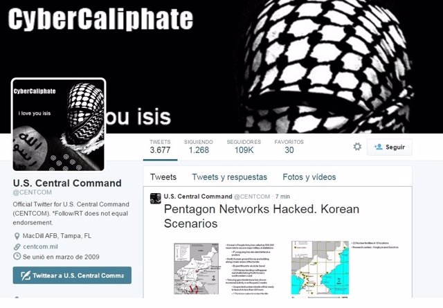 La cuenta del Centcom, hackeada por seguidores de Estado Islámico