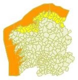 Alerta en el litoral gallego para miércoles 14 de enero.