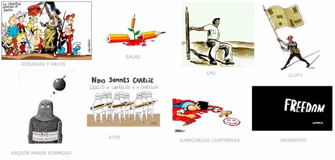 Viñetas homenaje a Charlie Hebdo