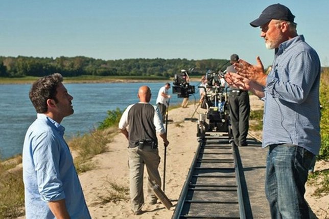 Affleck y Fincher en el rodaje de Perdida