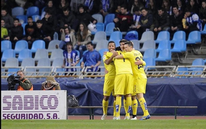 El Villarreal celebra el pase copero en Anoeta