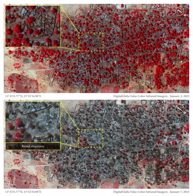 Antes y después del ataque de Boko Haram en Baga, Nigeria 