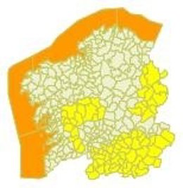 Alerta en el litoral gallego viernes 16 de enero.