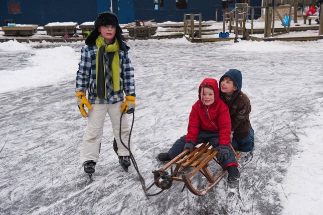 Nieve, niños, deporte niños