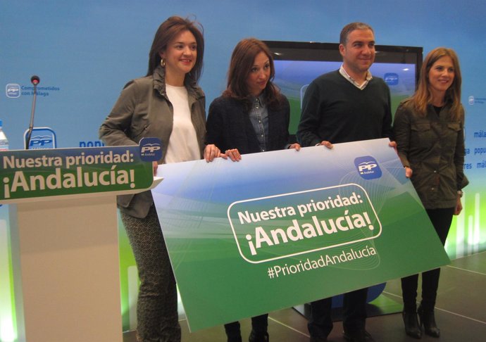Patricia Navarro, Elías Bendodo y Ana Mestre del PP-A
