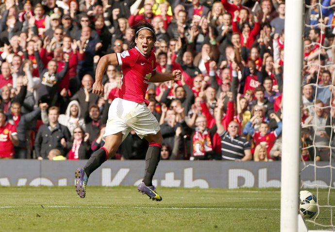 Radamel Falcao celebra un gol con el Manchester United