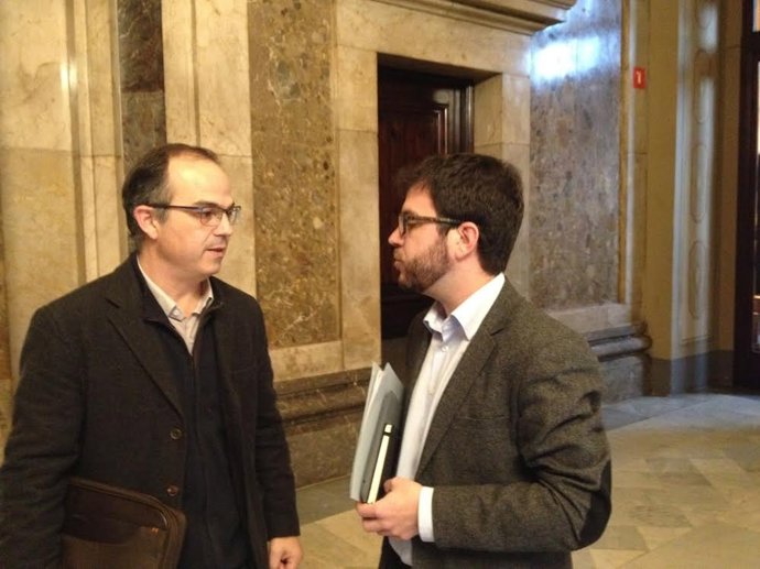 Pte.CiU en el Parlament, Jordi Turull, y portavoz de Economía de ERC, P.Aragonès
