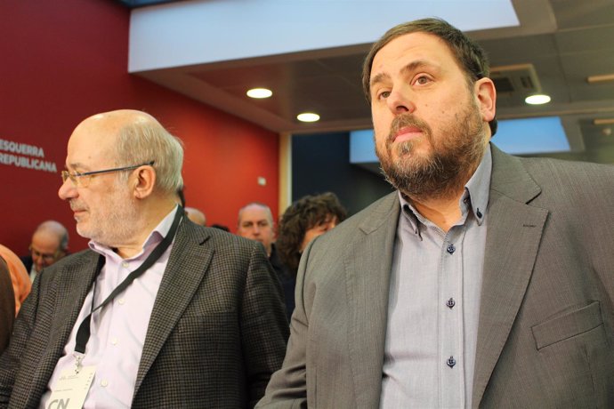 Oriol Junqueras y Josep Maria Terricabras en el Consell Nacional de ERC