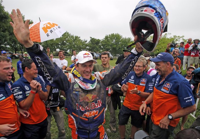KTM rider Coma celebrates after winning the seventh South American edition of th