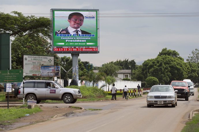 Cartel electoral del candidato Edgar Lungu a las elecciones presidenciales