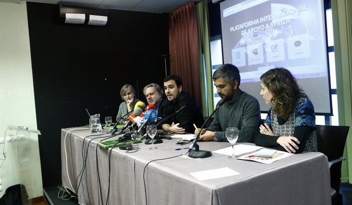 Alberto Garzón, Georgios Katrougalos, Dolors Camats y Sergio Coronado