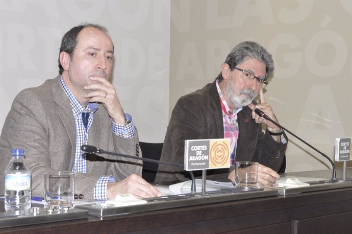 Luis Ángel Romero y Aldolfo Barrena, diputados de IU en las Cortes de Aragón