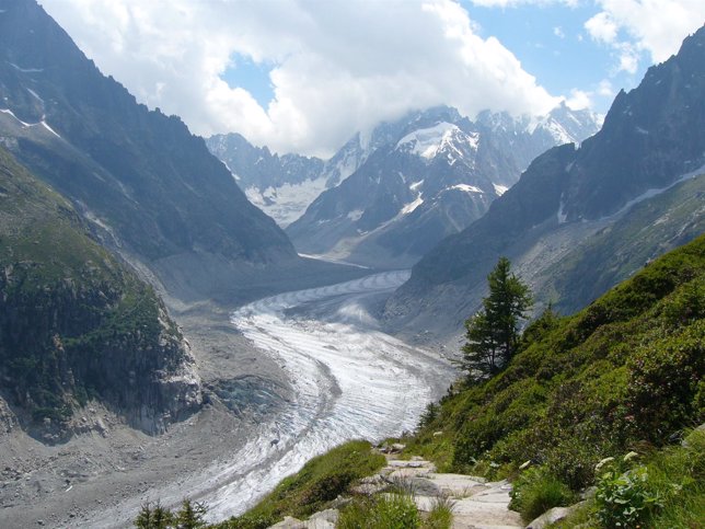 Glaciar Mar de Hielo en los Alpes