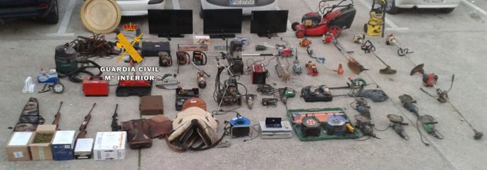 Objetos recuperados, Guardia Civil Málaga en una operación, robo