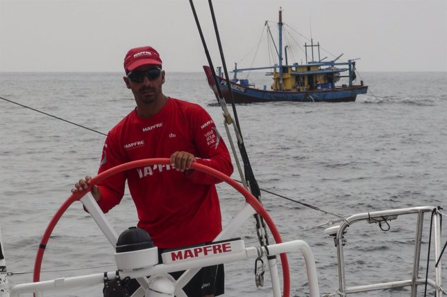 André Fonseca, a bordo del MAPFRE en el Estrecho de Malaca