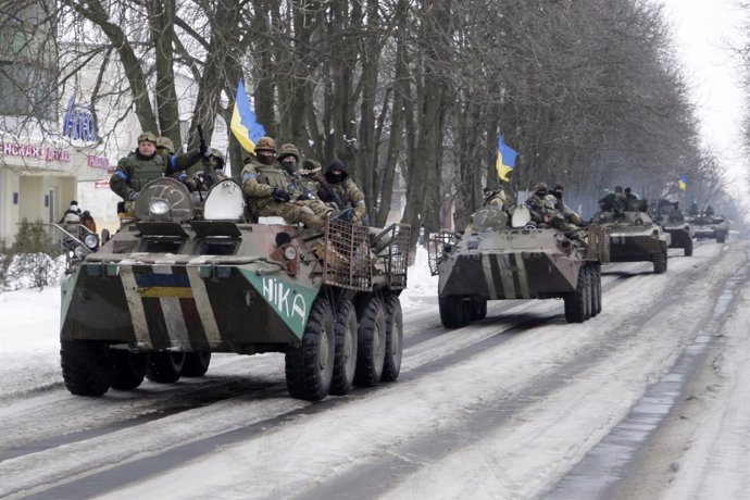 Militares ucranianos en el este de Ucrania