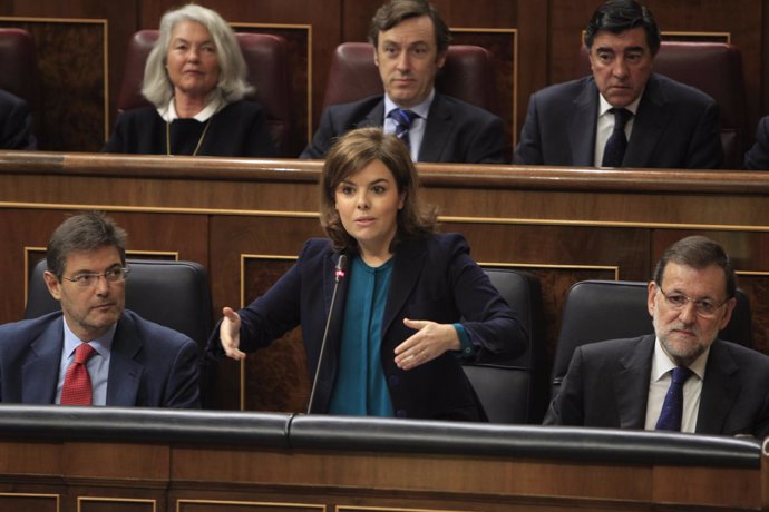 Rafael Catalá, Soraya Sáenz de Santamaría y Mariano Rajoy.