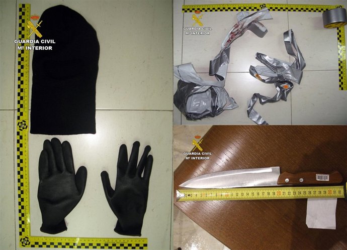 Utensilios para amenazar y amordazar a las víctimas
