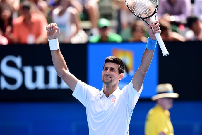 Djokovic celebra su triunfo ante Kuznetsov