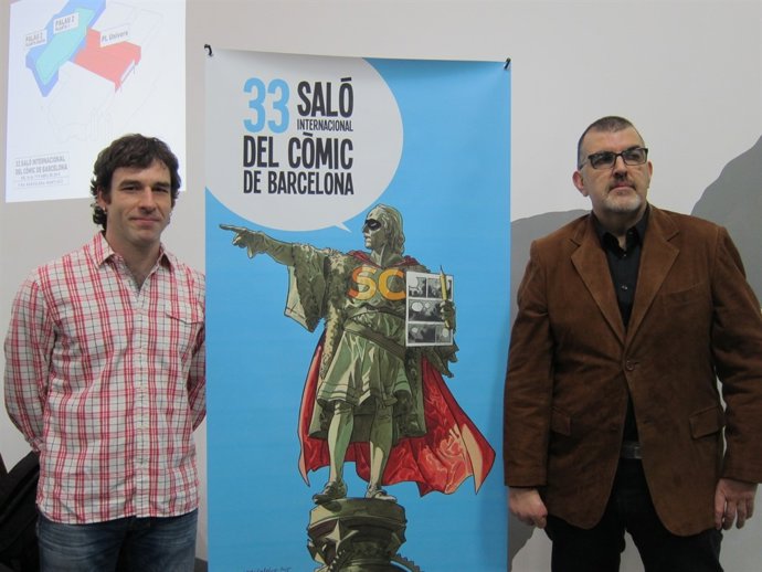 El dibujante Fer y el presidente de Ficomic, C.Santamaria