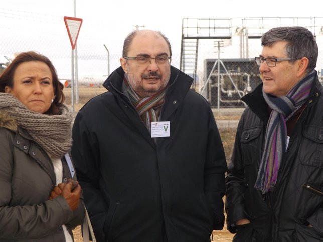 Javier Lambán, Mayte Pérez y Vicente Guillén (PSOE).