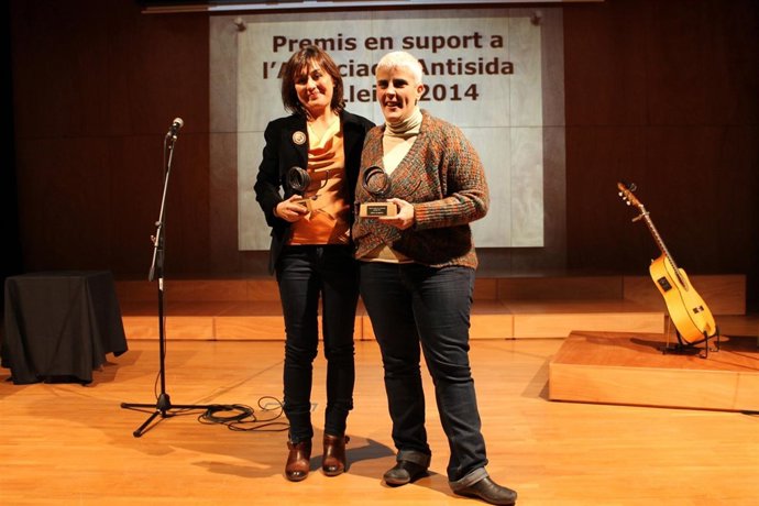 Anna Sabaté y Montserrat Pineda en los premios de la Asociación Antisida.