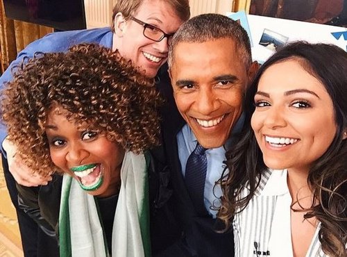 Selfie con Obama de GloZell Green, Hank Green y Bethany Mota
