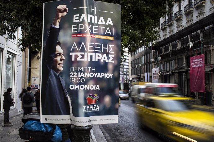 Cartel electoral de SYRIZA en Grecia