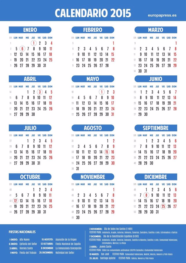 Calendario laboral 2014/2015