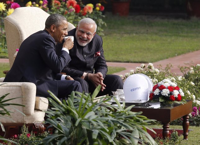 Obama con el primer ministro de India  Narendra Modi 